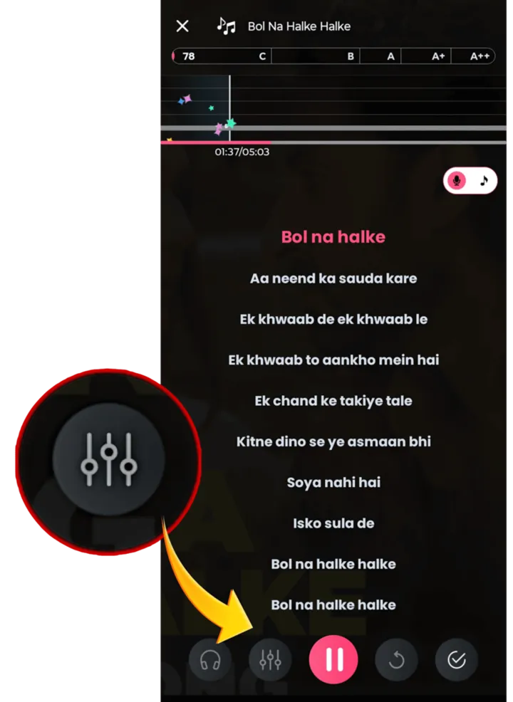 In-recording Adjust button to tweak music and effects