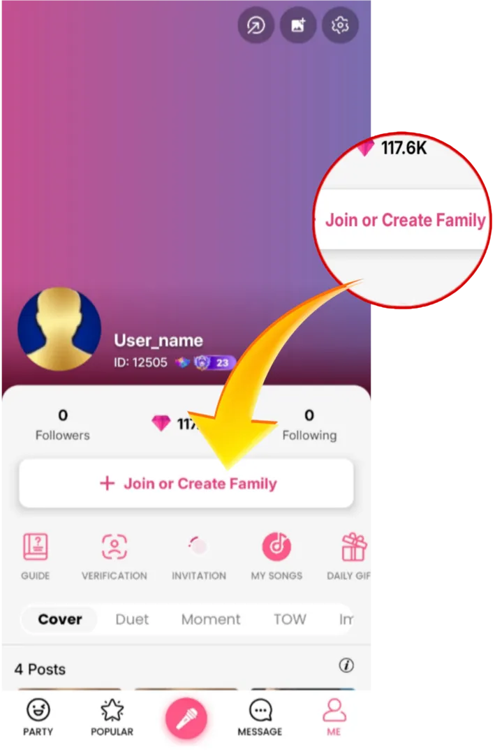Tap Join or Create Family on the Me page