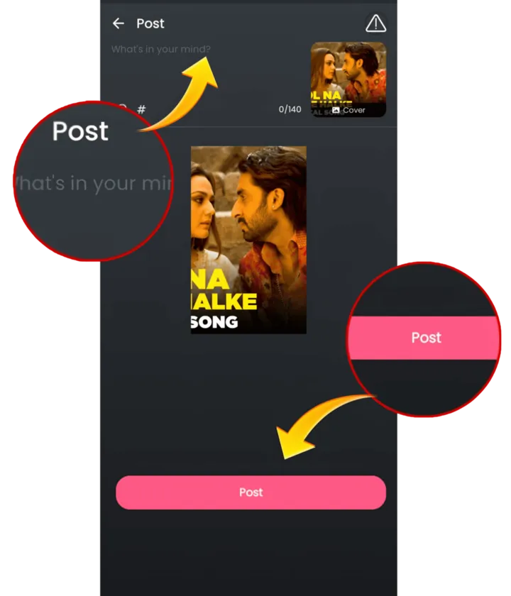 Post page with caption field and Post button